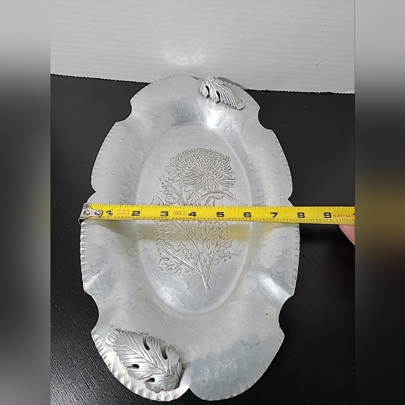 Vintage Trade Continental Mark Hand Wrought Silverlook Aluminum Tray Platter - Picture 2 of 10